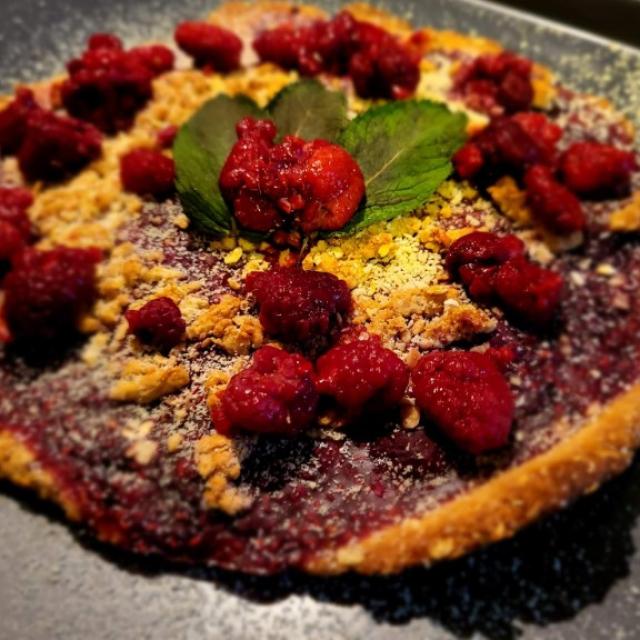 Tarte fine Crumble Framboises